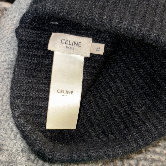 Celine Black Ribbed Knit Hat - Picture 3 of 3